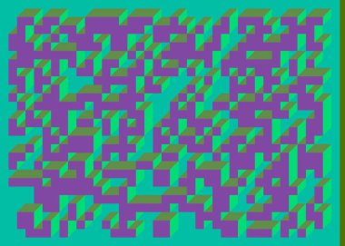 Edward Zajecs 2. Cubo 'nun 1971' deki uygulaması. Esasen 8 taştan oluşan bir Truchet fayans seti ve yerleştirme sanatı illüstrasyonu için kurallar 