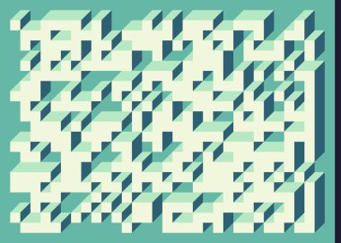 Edward Zajecs 2. Cubo 'nun 1971' deki uygulaması. Esasen 8 taştan oluşan bir Truchet fayans seti ve yerleştirme sanatı illüstrasyonu için kurallar  