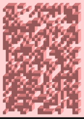 Edward Zajec 'in 1971' deki Il Cubo 'sunun uygulanması. Esasen 8 taştan oluşan bir Truchet fayans seti ve yerleştirme sanatı illüstrasyonu için kurallar