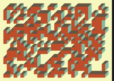 Edward Zajecs 2. Cubo 'nun 1971' deki uygulaması. Esasen 8 taştan oluşan bir Truchet fayans seti ve yerleştirme sanatı illüstrasyonu için kurallar 