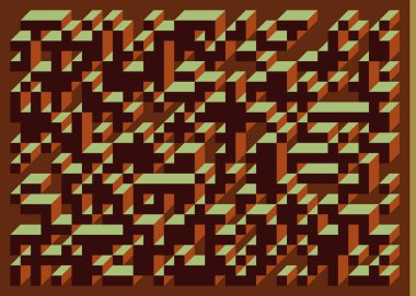 Edward Zajecs 2. Cubo 'nun 1971' deki uygulaması. Esasen 8 taştan oluşan bir Truchet fayans seti ve yerleştirme sanatı illüstrasyonu için kurallar  