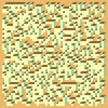 Edward Zajecs 2. Cubo 'nun 1971' deki uygulaması. Esasen 8 taştan oluşan bir Truchet fayans seti ve yerleştirme sanatı illüstrasyonu için kurallar  