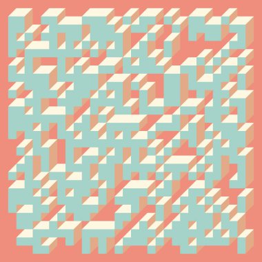 Edward Zajec 'in 1971' deki Il Cubo 'sunun uygulanması. Esasen 8 taştan oluşan bir Truchet fayans seti ve yerleştirme sanatı illüstrasyonu için kurallar