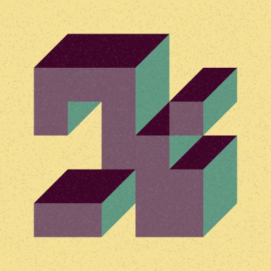 Soyut geometrik arkaplan. Edward Zajecs 2. Cubo 'nun 1971' deki uygulaması. Esasen 8 taştan oluşan bir Truchet fayans seti ve yerleştirme sanatı illüstrasyonu için kurallar 