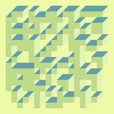 Edward Zajecs 2. Cubo 'nun 1971' deki uygulaması. Esasen 8 taştan oluşan bir Truchet fayans seti ve yerleştirme sanatı illüstrasyonu için kurallar  