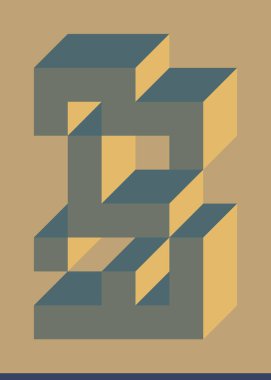 Edward Zajec 'in 1971' deki Il Cubo 'sunun uygulanması. Esasen 8 taştan oluşan bir Truchet fayans seti ve yerleştirme sanatı illüstrasyonu için kurallar