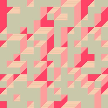 Soyut geometrik arkaplan. Edward Zajecs 2. Cubo 'nun 1971' deki uygulaması. Esasen 8 taştan oluşan bir Truchet fayans seti ve yerleştirme sanatı illüstrasyonu için kurallar 