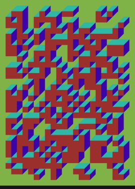 Edward Zajec 'in 1971' deki Il Cubo 'sunun uygulanması. Esasen 8 taştan oluşan bir Truchet fayans seti ve yerleştirme sanatı illüstrasyonu için kurallar