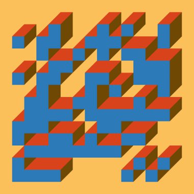 Soyut geometrik arkaplan. Edward Zajecs 2. Cubo 'nun 1971' deki uygulaması. Esasen 8 taştan oluşan bir Truchet fayans seti ve yerleştirme sanatı illüstrasyonu için kurallar 