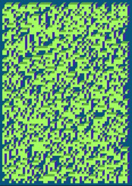 Edward Zajec 'in 1971' deki Il Cubo 'sunun uygulanması. Esasen 8 taştan oluşan bir Truchet fayans seti ve yerleştirme sanatı illüstrasyonu için kurallar