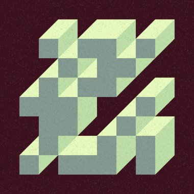 Soyut geometrik arkaplan. Edward Zajecs 2. Cubo 'nun 1971' deki uygulaması. Esasen 8 taştan oluşan bir Truchet fayans seti ve yerleştirme sanatı illüstrasyonu için kurallar 