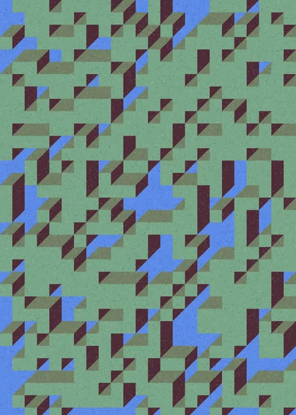 Soyut geometrik arkaplan. Edward Zajecs 2. Cubo 'nun 1971' deki uygulaması. Esasen 8 taştan oluşan bir Truchet fayans seti ve yerleştirme sanatı illüstrasyonu için kurallar 