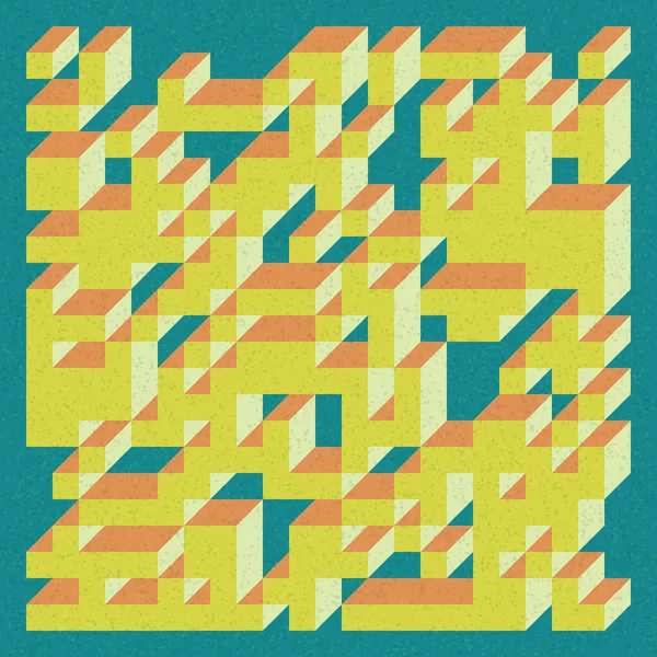 Soyut geometrik arkaplan. Edward Zajecs 2. Cubo 'nun 1971' deki uygulaması. Esasen 8 taştan oluşan bir Truchet fayans seti ve yerleştirme sanatı illüstrasyonu için kurallar 