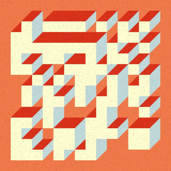 Soyut geometrik arkaplan. Edward Zajecs 2. Cubo 'nun 1971' deki uygulaması. Esasen 8 taştan oluşan bir Truchet fayans seti ve yerleştirme sanatı illüstrasyonu için kurallar 