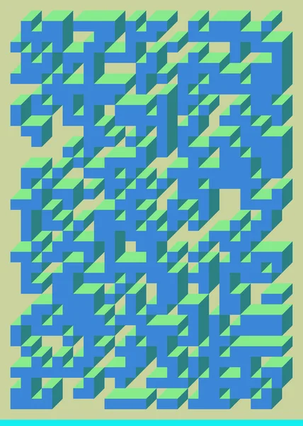 Edward Zajec 'in 1971' deki Il Cubo 'sunun uygulanması. Esasen 8 taştan oluşan bir Truchet fayans seti ve yerleştirme sanatı illüstrasyonu için kurallar