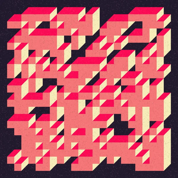 Soyut geometrik arkaplan. Edward Zajecs 2. Cubo 'nun 1971' deki uygulaması. Esasen 8 taştan oluşan bir Truchet fayans seti ve yerleştirme sanatı illüstrasyonu için kurallar 
