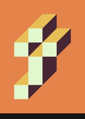 Edward Zajec 'in 1971' deki Il Cubo 'sunun uygulanması. Esasen 8 taştan oluşan bir Truchet fayans seti ve yerleştirme sanatı illüstrasyonu için kurallar