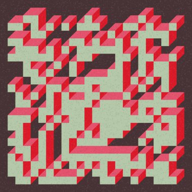 Soyut geometrik arkaplan. Edward Zajecs 2. Cubo 'nun 1971' deki uygulaması. Esasen 8 taştan oluşan bir Truchet fayans seti ve yerleştirme sanatı illüstrasyonu için kurallar 