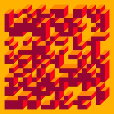 Soyut geometrik arkaplan. Edward Zajecs 2. Cubo 'nun 1971' deki uygulaması. Esasen 8 taştan oluşan bir Truchet fayans seti ve yerleştirme sanatı illüstrasyonu için kurallar 