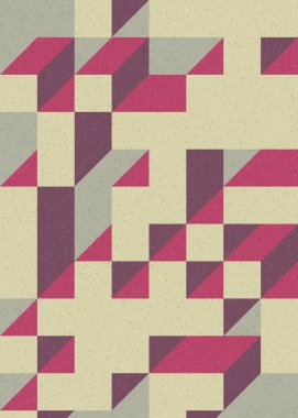 Soyut geometrik arkaplan. Edward Zajecs 2. Cubo 'nun 1971' deki uygulaması. Esasen 8 taştan oluşan bir Truchet fayans seti ve yerleştirme sanatı illüstrasyonu için kurallar 