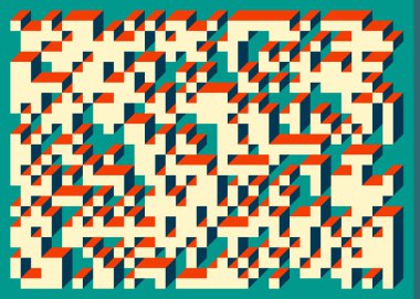 Edward Zajecs 2. Cubo 'nun 1971' deki uygulaması. Esasen 8 taştan oluşan bir Truchet fayans seti ve yerleştirme sanatı illüstrasyonu için kurallar 