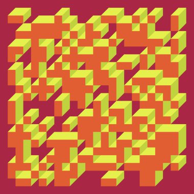 Soyut geometrik arkaplan. Edward Zajecs 2. Cubo 'nun 1971' deki uygulaması. Esasen 8 taştan oluşan bir Truchet fayans seti ve yerleştirme sanatı illüstrasyonu için kurallar 