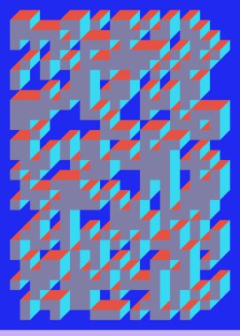 Edward Zajec 'in 1971' deki Il Cubo 'sunun uygulanması. Esasen 8 taştan oluşan bir Truchet fayans seti ve yerleştirme sanatı illüstrasyonu için kurallar