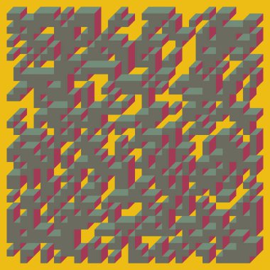 Soyut geometrik arkaplan. Edward Zajecs 2. Cubo 'nun 1971' deki uygulaması. Esasen 8 taştan oluşan bir Truchet fayans seti ve yerleştirme sanatı illüstrasyonu için kurallar 