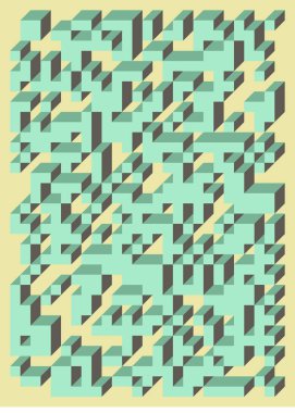 Edward Zajec 'in 1971' deki Il Cubo 'sunun uygulanması. Esasen 8 taştan oluşan bir Truchet fayans seti ve yerleştirme sanatı illüstrasyonu için kurallar