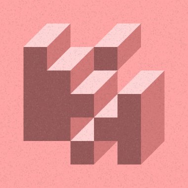 Soyut geometrik arkaplan. Edward Zajecs 2. Cubo 'nun 1971' deki uygulaması. Esasen 8 taştan oluşan bir Truchet fayans seti ve yerleştirme sanatı illüstrasyonu için kurallar 