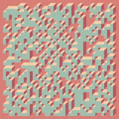 Soyut geometrik arkaplan. Edward Zajecs 2. Cubo 'nun 1971' deki uygulaması. Esasen 8 taştan oluşan bir Truchet fayans seti ve yerleştirme sanatı illüstrasyonu için kurallar 