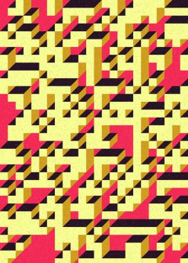 Soyut geometrik arkaplan. Edward Zajecs 2. Cubo 'nun 1971' deki uygulaması. Esasen 8 taştan oluşan bir Truchet fayans seti ve yerleştirme sanatı illüstrasyonu için kurallar 