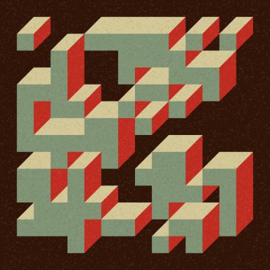 Soyut geometrik arkaplan. Edward Zajecs 2. Cubo 'nun 1971' deki uygulaması. Esasen 8 taştan oluşan bir Truchet fayans seti ve yerleştirme sanatı illüstrasyonu için kurallar 