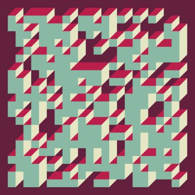 Edward Zajec 'in 1971' deki Il Cubo 'sunun uygulanması. Esasen 8 taştan oluşan bir Truchet fayans seti ve yerleştirme sanatı illüstrasyonu için kurallar