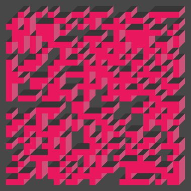 Soyut geometrik arkaplan. Edward Zajecs 2. Cubo 'nun 1971' deki uygulaması. Esasen 8 taştan oluşan bir Truchet fayans seti ve yerleştirme sanatı illüstrasyonu için kurallar 