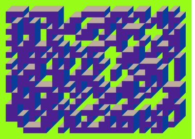 Edward Zajec 'in 1971' deki Il Cubo 'sunun uygulanması. Esasen 8 taştan oluşan bir Truchet fayans seti ve yerleştirme sanatı illüstrasyonu için kurallar