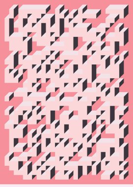 Edward Zajec 'in 1971' deki Il Cubo 'sunun uygulanması. Esasen 8 taştan oluşan bir Truchet fayans seti ve yerleştirme sanatı illüstrasyonu için kurallar