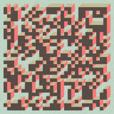 Soyut geometrik arkaplan. Edward Zajecs 2. Cubo 'nun 1971' deki uygulaması. Esasen 8 taştan oluşan bir Truchet fayans seti ve yerleştirme sanatı illüstrasyonu için kurallar 