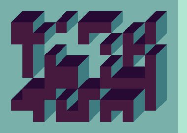 Edward Zajecs 2. Cubo 'nun 1971' deki uygulaması. Esasen 8 taştan oluşan bir Truchet fayans seti ve yerleştirme sanatı illüstrasyonu için kurallar 