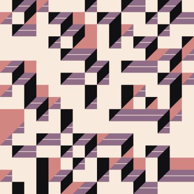 Edward Zajec 'in 1971' deki Il Cubo 'sunun uygulanması. Esasen 8 taştan oluşan bir Truchet fayans seti ve yerleştirme sanatı illüstrasyonu için kurallar