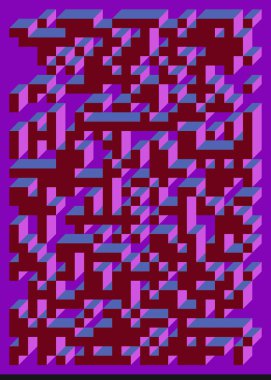 Edward Zajec 'in 1971' deki Il Cubo 'sunun uygulanması. Esasen 8 taştan oluşan bir Truchet fayans seti ve yerleştirme sanatı illüstrasyonu için kurallar