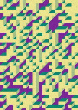 Soyut geometrik arkaplan. Edward Zajecs 2. Cubo 'nun 1971' deki uygulaması. Esasen 8 taştan oluşan bir Truchet fayans seti ve yerleştirme sanatı illüstrasyonu için kurallar 