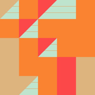 Soyut geometrik arkaplan. Edward Zajecs 2. Cubo 'nun 1971' deki uygulaması. Esasen 8 taştan oluşan bir Truchet fayans seti ve yerleştirme sanatı illüstrasyonu için kurallar 