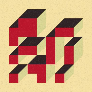 Soyut geometrik arkaplan. Edward Zajecs 2. Cubo 'nun 1971' deki uygulaması. Esasen 8 taştan oluşan bir Truchet fayans seti ve yerleştirme sanatı illüstrasyonu için kurallar 