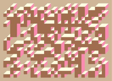 Edward Zajecs 2. Cubo 'nun 1971' deki uygulaması. Esasen 8 taştan oluşan bir Truchet fayans seti ve yerleştirme sanatı illüstrasyonu için kurallar 