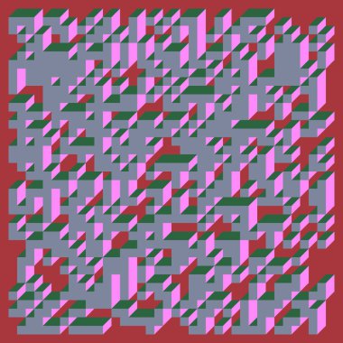 Edward Zajec 'in 1971' deki Il Cubo 'sunun uygulanması. Esasen 8 taştan oluşan bir Truchet fayans seti ve yerleştirme sanatı illüstrasyonu için kurallar