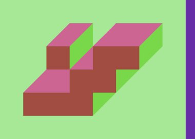 Edward Zajecs 2. Cubo 'nun 1971' deki uygulaması. Esasen 8 taştan oluşan bir Truchet fayans seti ve yerleştirme sanatı illüstrasyonu için kurallar  