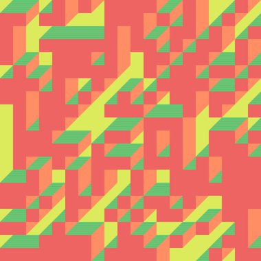 Soyut geometrik arkaplan. Edward Zajecs 2. Cubo 'nun 1971' deki uygulaması. Esasen 8 taştan oluşan bir Truchet fayans seti ve yerleştirme sanatı illüstrasyonu için kurallar 