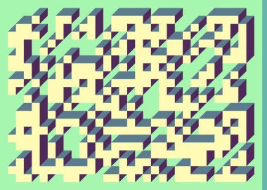 Edward Zajecs 2. Cubo 'nun 1971' deki uygulaması. Esasen 8 taştan oluşan bir Truchet fayans seti ve yerleştirme sanatı illüstrasyonu için kurallar  