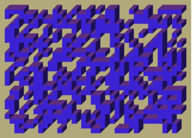 Edward Zajecs 2. Cubo 'nun 1971' deki uygulaması. Esasen 8 taştan oluşan bir Truchet fayans seti ve yerleştirme sanatı illüstrasyonu için kurallar 